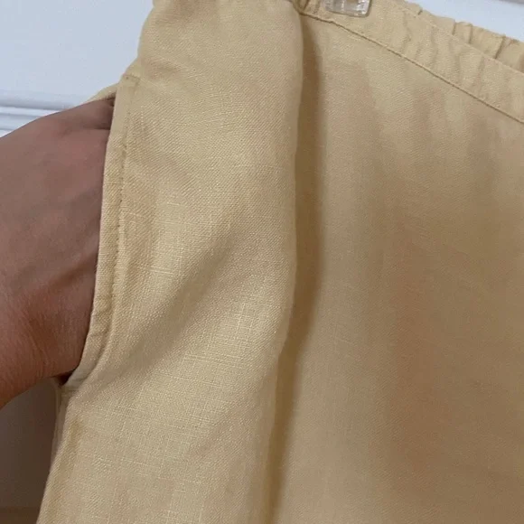 J. Jill Yellow Linen Crop Cargo Pants Bloomers Large Ruffle Trim - Picture 4 of 9